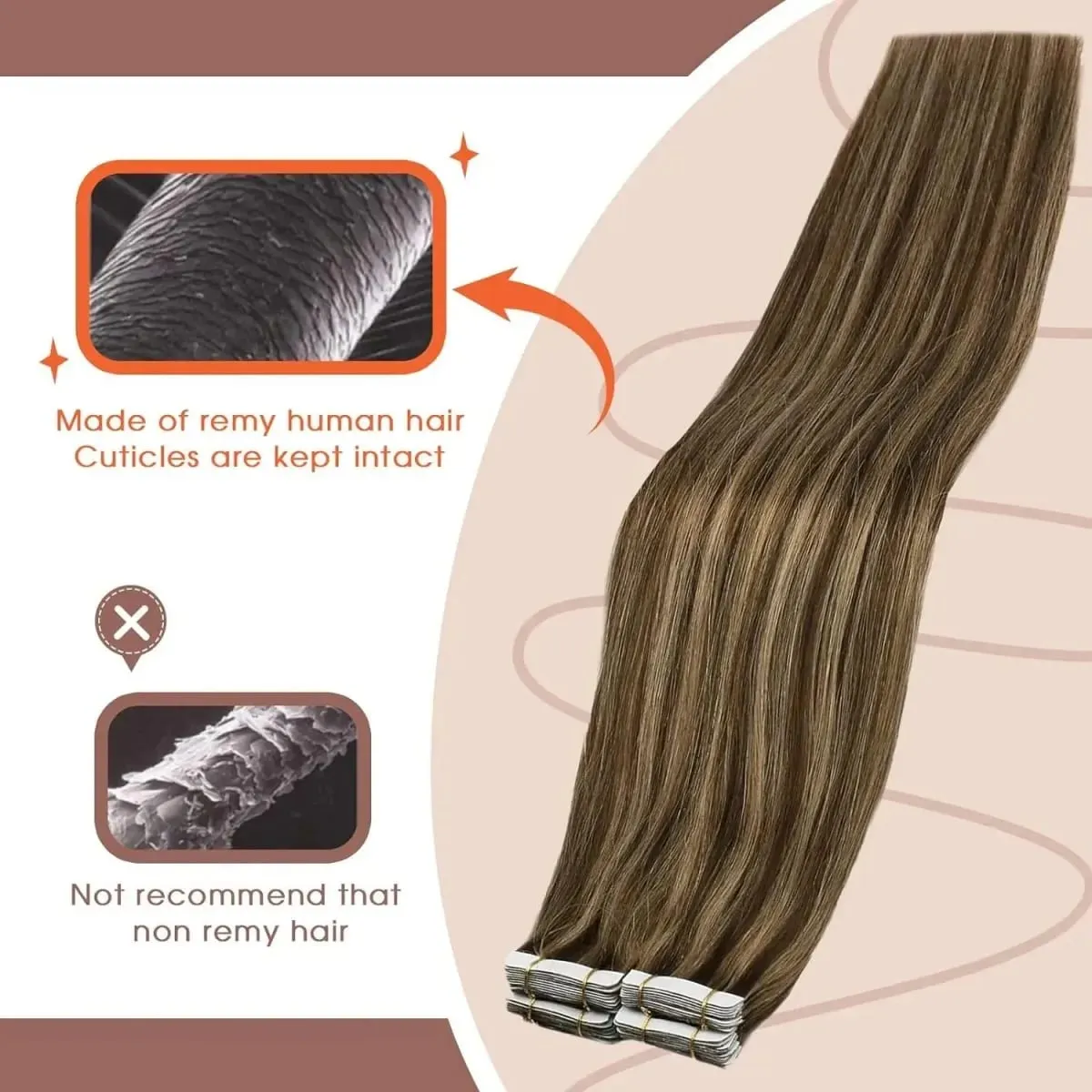 Invisible Tape In Hair Extensions 100% Remy Human Hair Piano Color Brown Mixed Honey Blond Tape Ins Hair Extensions