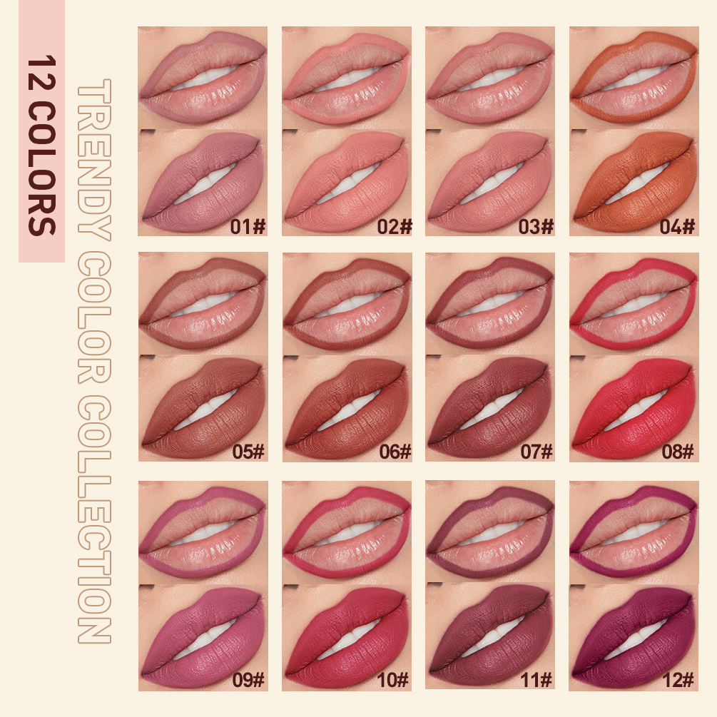 Set Pena Lipliner Lipstik 2 Buah Kosmetik Kontur Pensil Lip Liner Beludru Matte Kosmetik Tahan Lama Stik Bibir Merah Seksi