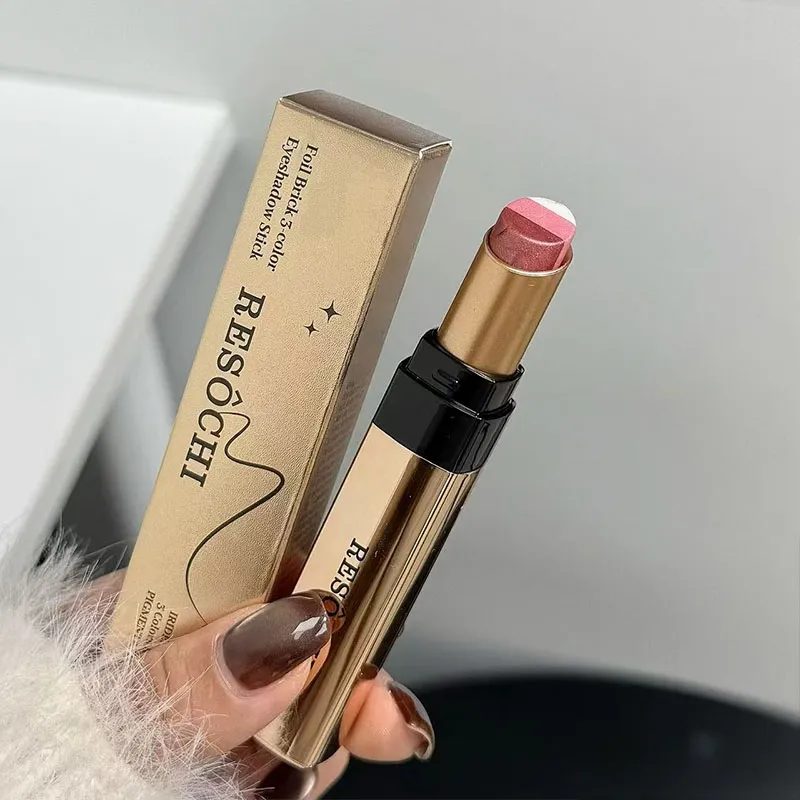Three Color Gradient Pearlescent Eye Shadow Stick Water&Sweatproof Non-smudge Three Dimensional Natural Lazy Eye Shadow Pen
