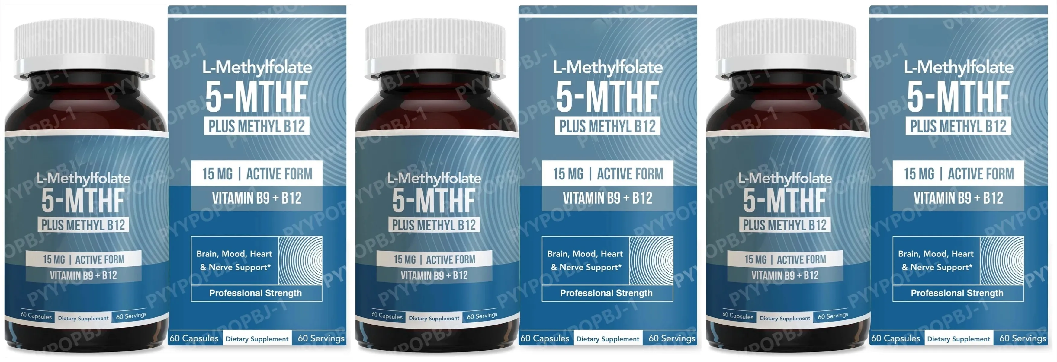 L Methylfolate 5 MTHF 15mg Plus Methyl B12 Vitamin B9 Active Form Nutritional Supplement 60 Capsules