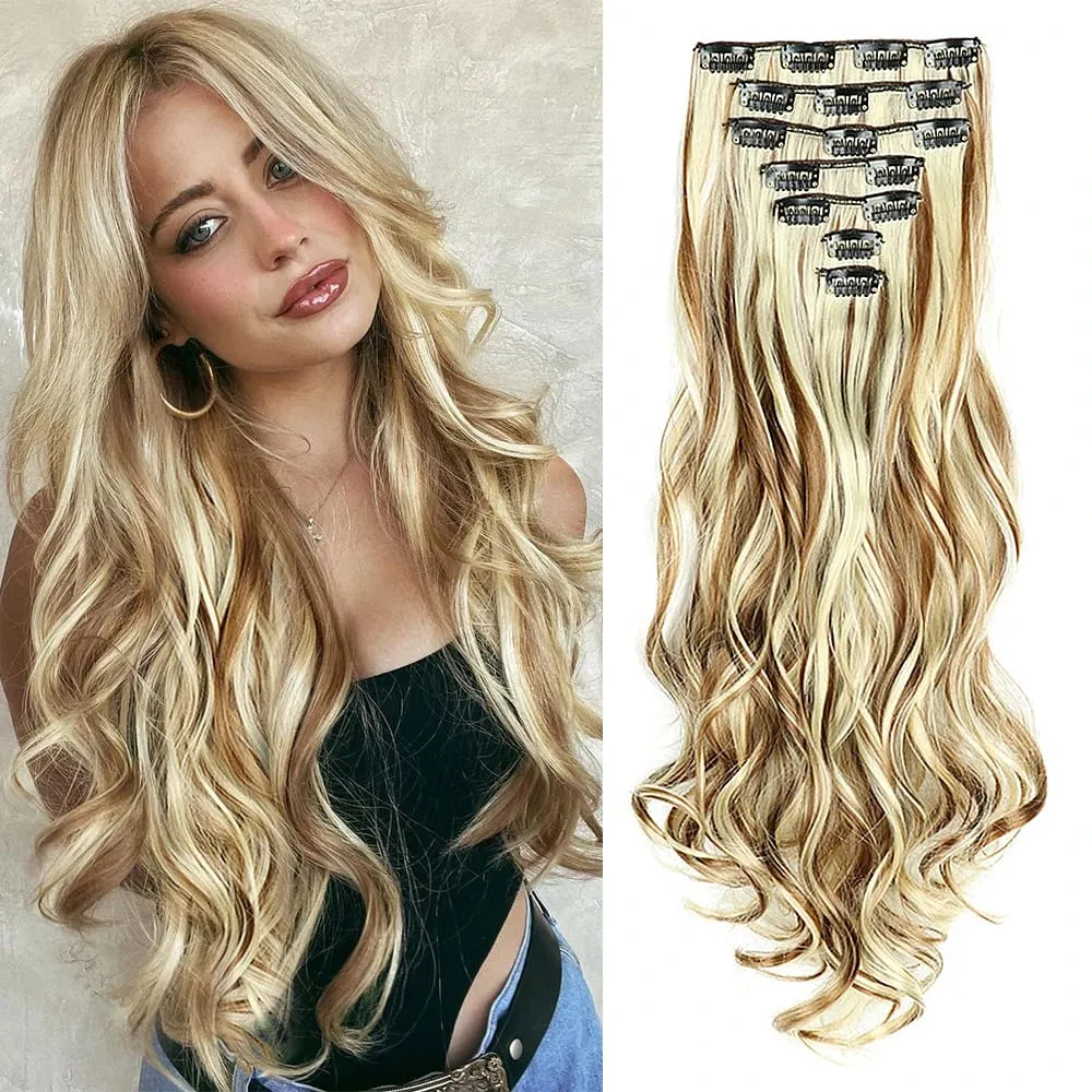 Synthetic Clip in Hair Extensions Purple hairpieces 7pcs/set 22inch Thick Hair for Women Girls Daily Party Cosplay