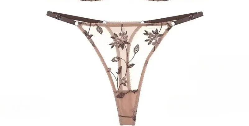 Modest European Lace Sheer Embroidery Underwire Bra Set Minimizer Anti-Sagging Support Big Bust Comfort Lingerie S-XL
