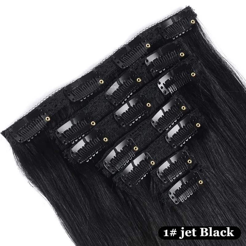 Doreen Clip Cheveux Clips en 100% Cheveux Humains Clip dans Extensions de Cheveux Véritables Pinces à Cheveux Naturelles Cousues sur Trame Brun Foncé 110G à 200G