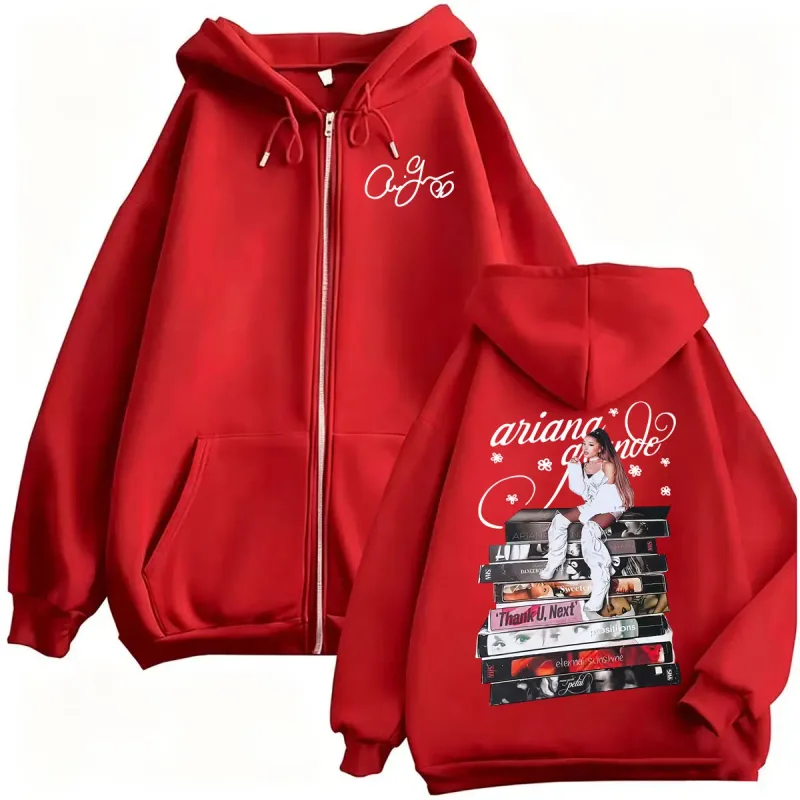 Ariana Grande Eternal Sunshine Album Cover Zip Up Hoodies Men Women Harajuku Classic Jacket Sweatshirt Cozy Casual Zipper Hoodie