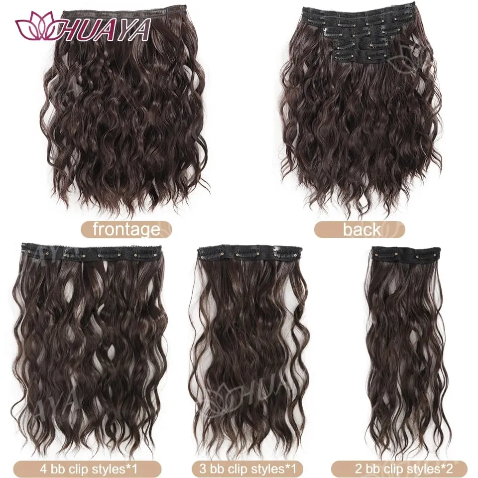 Synthetic Extension Wigs for Women BB Clip Style Four-Piece Set Water Wave Short Hair Extension Wigs Suitable for Everyday Wear