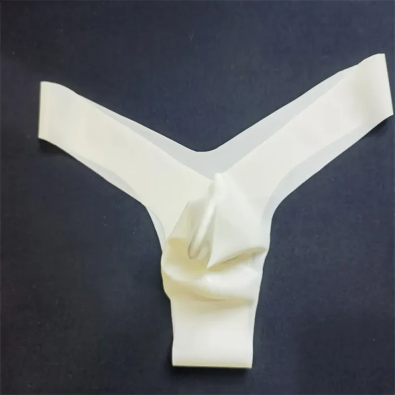 Mens Latex Foam Soft G-strings Sexy Lingerie Underwear Rubber Elephant Nose Pouch Thongs Man Sheer Exotic Panties