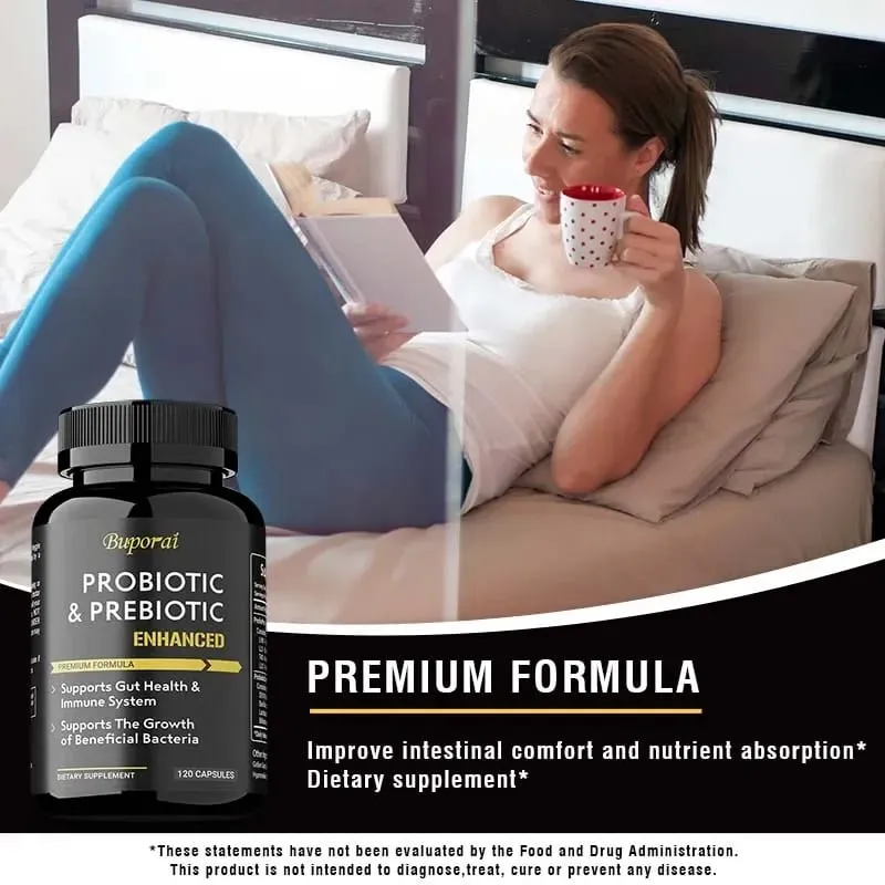 Probiotics & Prebiotics Capsules - Helps Balance Stomach Acid Promote Healthy Intestinal Digestion and Relieve Bloating