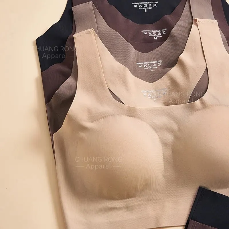 Hot Sale Women Wireless Bra Custom Bra And Shorts Sets Senza Cuciture Removeable Padded Seamless Women Bra And Panties Set