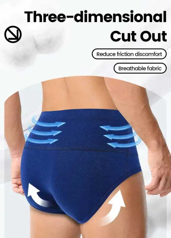 Men's High-Waist Cotton Underwear, Slim-Fitting Waist-Protecting, Plus-Size Warm Triangle Sports Briefs