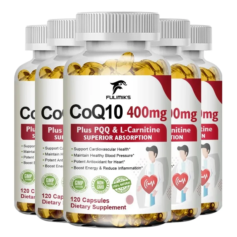CoQ10 400mg Supplement for Heart Health with PQQ & Vitamin E Support Cardiovascular Antioxidants Heart Health & Daily Energy