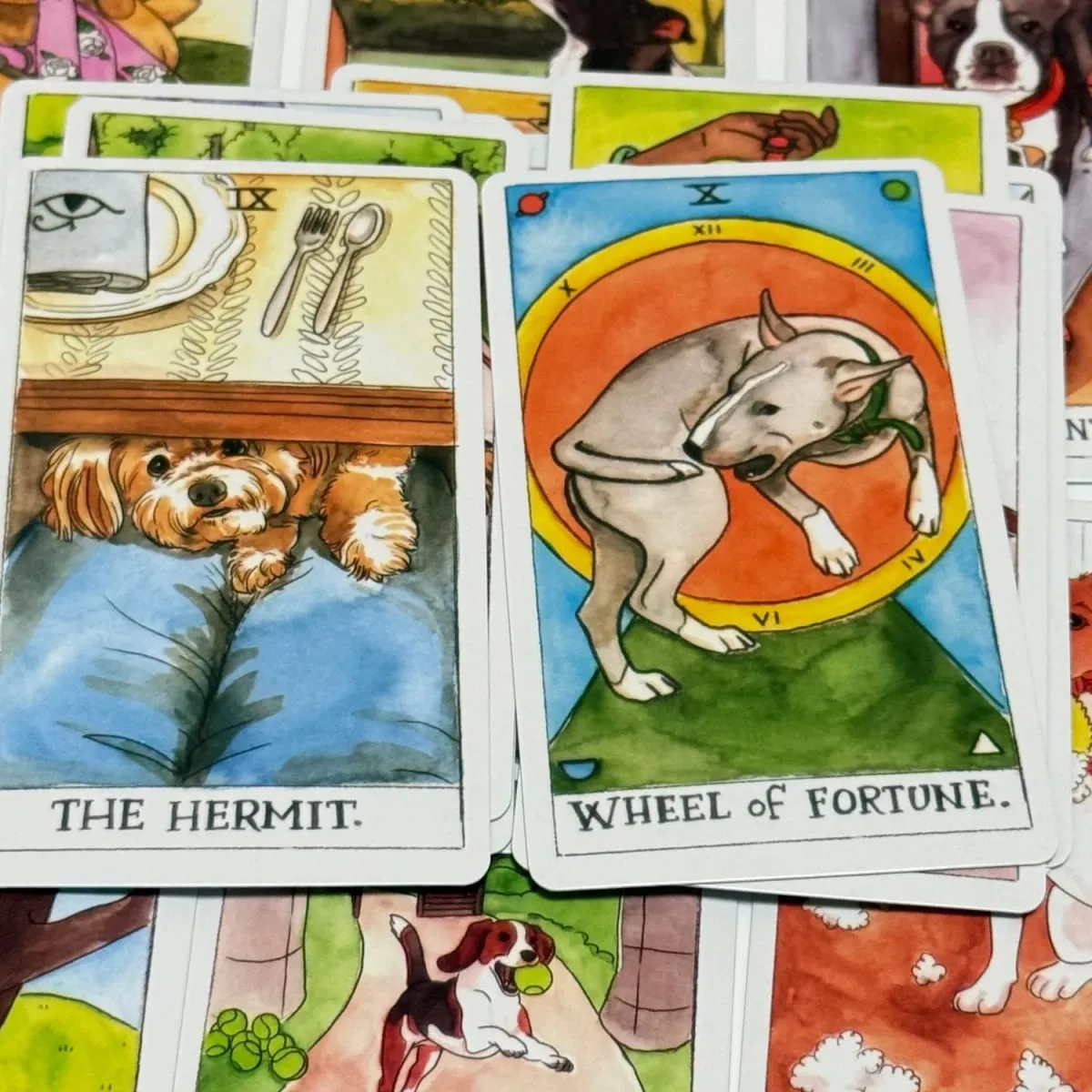 Dog Tarot Deck Cute 78PCS Waite Tarot Cards Canine Watercolor Illustrations - Unique Dog Lover Gift