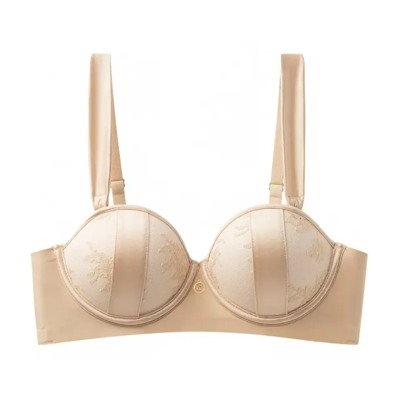 Women's Sexy Lace Strapless Push-Up Bra Non-Slip Anti-Sagging Wire-Free Small Breast Gathering Lingerie for Enhanced Curves