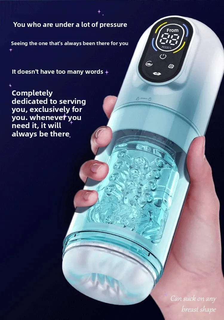 Viewing Window Waterproof Masturbation Cup Vacuum Sucking Tongue Licking Blowjob Telescopic Rotating Male Masturbator Sex Toy