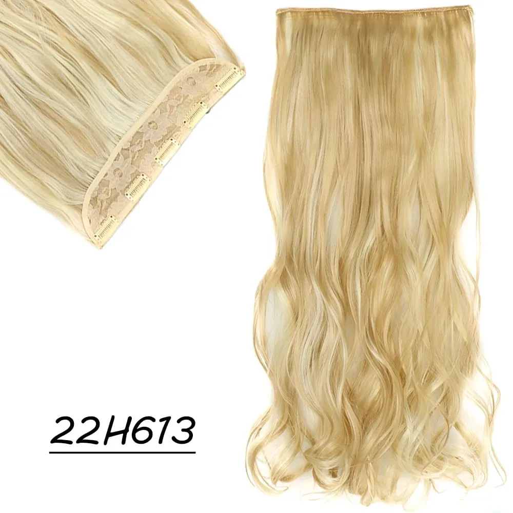 Synthetic 5 Clip In Hair Extensions Long Straight Hairstyle Hairpiece Black Brown Blonde 24Inch Natural Fake Hair For Women