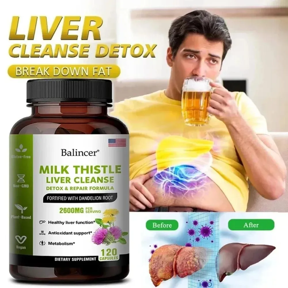 Milk Thistle with Dandelion Root-Antioxidant Liver & Kidney Health Support Supplement Vegan Non-GMO Gluten Free 120 Capsules