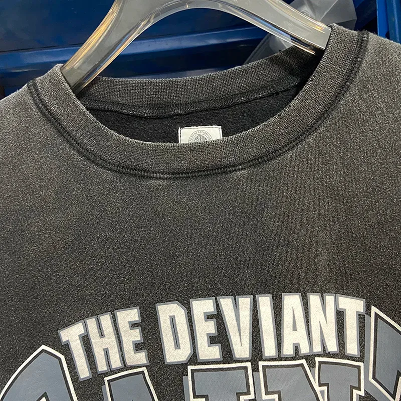 Autumn Winter Classic Overlapping Logo Print Saint Sweatshirts Men Women Couple Colorful Letters Graffiti Washed Black Pullovers