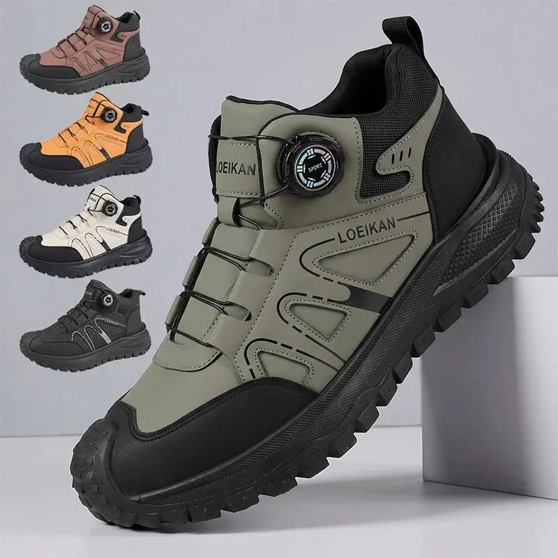 Unisex High‑top Casual Sneakers Rotary Buckle Slip‑on Thick Sole Fashion Daily Walking Shoes for Men Women