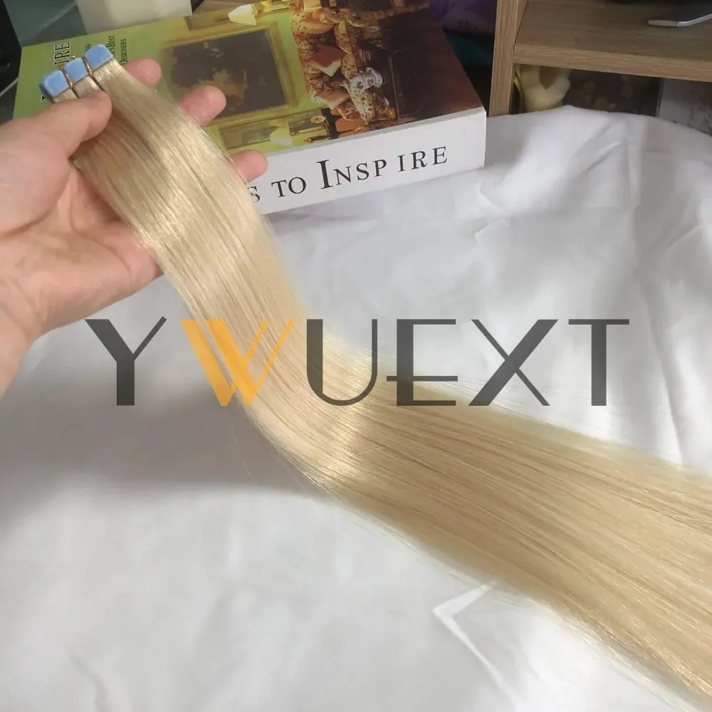 Mini Tape In Human Hair Extensions 12"-24" Machine Remy Skin Weft Adhesive Tape Hair Natural Black Brown Blonde Tape Ons 10pcs