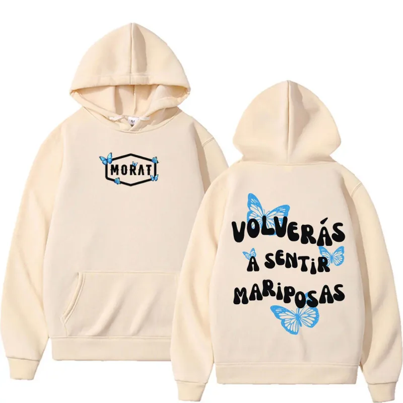 Band Morat Volveras A Sentir Mariposas Merch Hoodies Men's Women Fashion Hip Hop Rock Sweatshirts Fleece Casual Oversized Hoodie