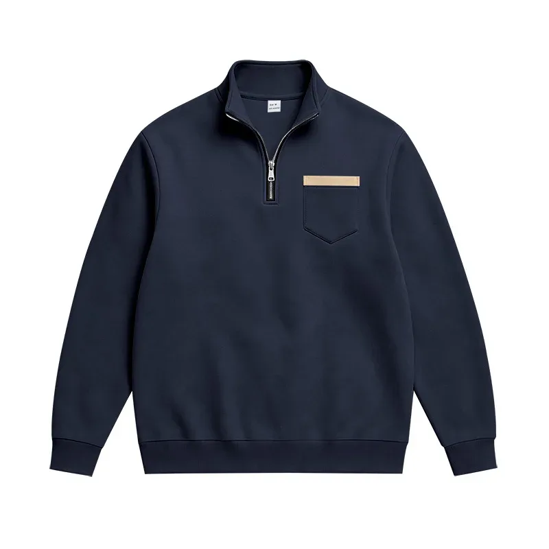 Men 2026 Autumn Winter Hot Item Fleece Lined Stand Collar Loose Vintage Sweatshirt Casual Commuter Fashion Male Daily Outerwear