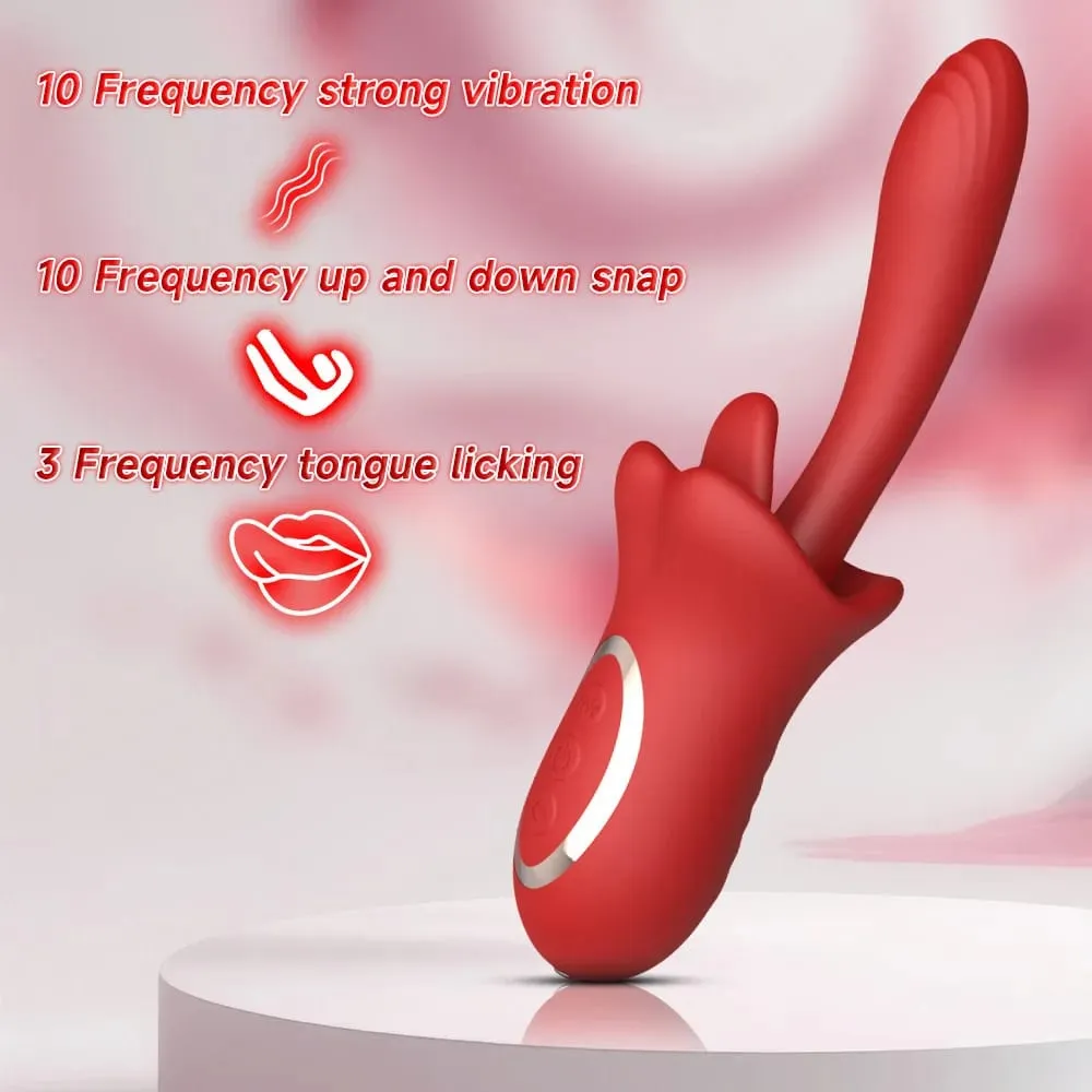 10 Speed Thrusting Vibrator for Women 3 Tongue Licking Modes G Spot Clitoris Massager 100% Waterproof Adult Sex Toys