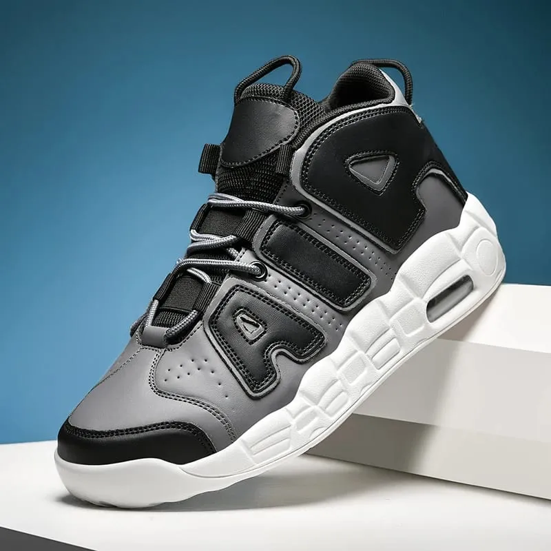 New Large-sized High-top Men's Shoes Lightweight and Anti-slip Air Cushioned Sports Running Shoes Casual Basketball Shoes
