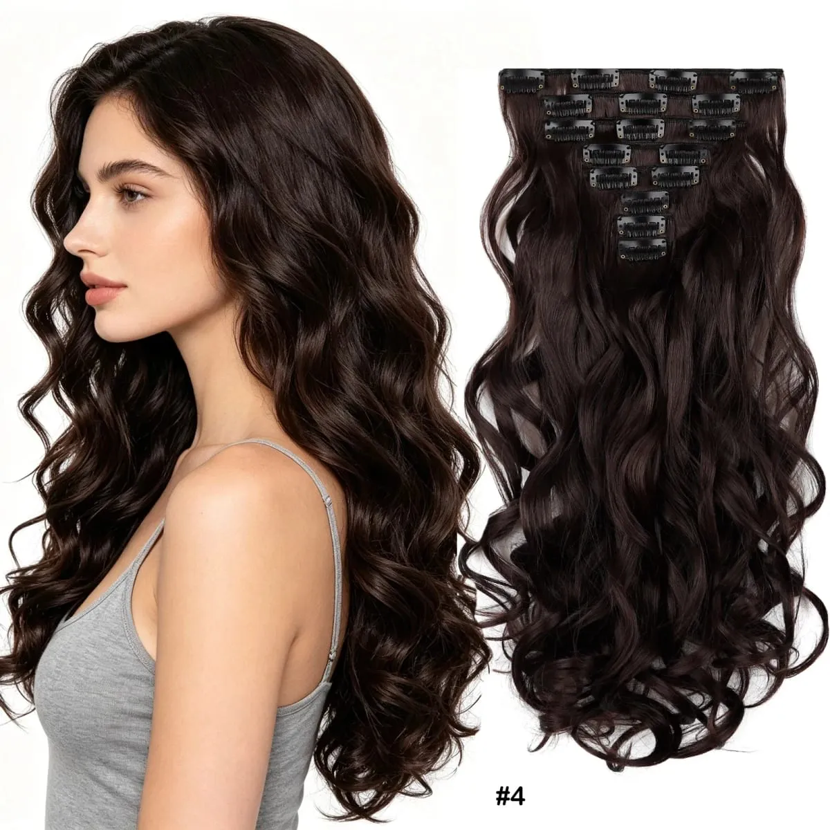 Wavy Clip in Hair Extensions 50cm Matte Synthetic Hair Pieces For Women Daily Party Hairstyle
