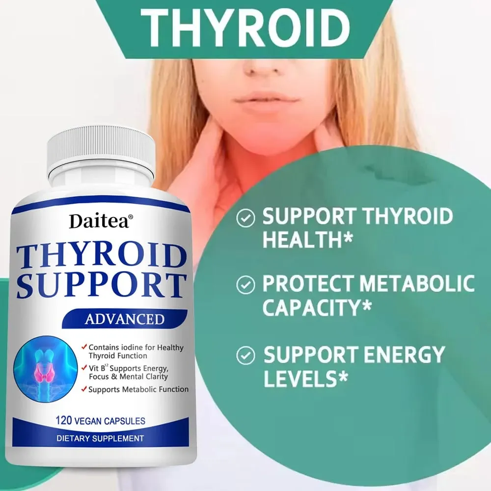 Thyroid Supplement with L-tyrosine Iodine Zinc & Selenium - Promotes Memory Cognitive Thyroid Health and Metabolism NON-GMO