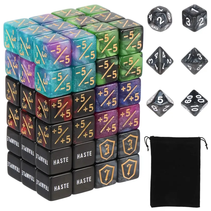 56/78Pcs Counter Dice Set Acrylic Plus and Minus Dice Set Keyword Counters Tokens Portable Card Games Accessories for Party Home