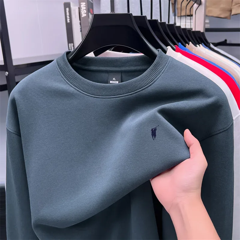 2026 Men's Crewneck Casual Long-sleeve Printed Leisure T-shirt Solid-color Multi-functional Leisure T-shirt