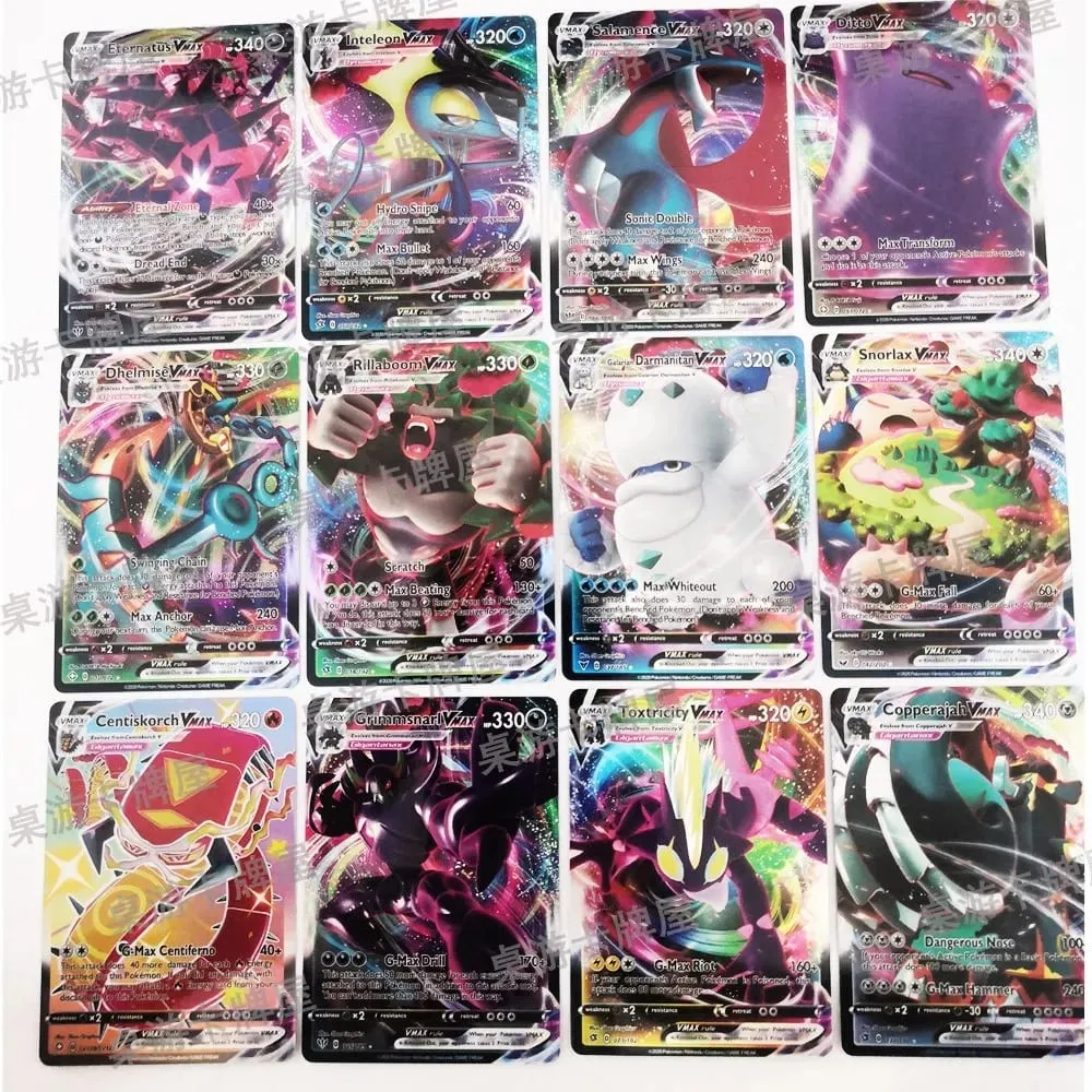 50/100Pcs pokemons French English German cards pokemons Card 100 Gx 100 V Max VMAX 50