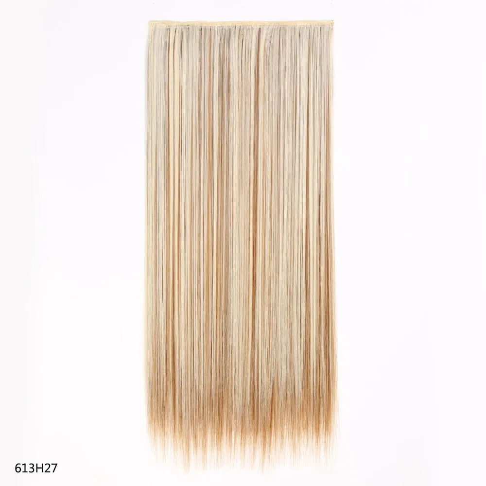 Syntetické prodloužení vlasů jednodílné s klipem 5Clips v dlouhé rovné vlasy blond pro ženy každodenní použití