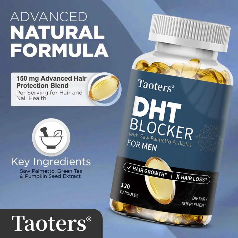 DHT Blockers for Men - with Saw Palmetto & Biotin Promote Natural Hair Growth Increase Vitality and Maximize Absorption