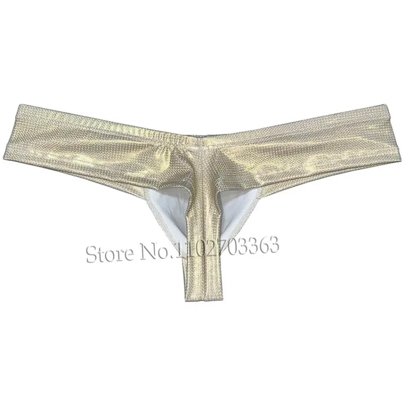 Cheeky Bikini Brief Men's Underwear Thong Contour Pouch Tangas Male Lingerie Bikini Briefs Beach Micro Underpants Soft Wet Look