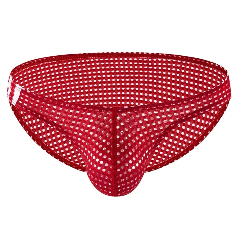 Men Briefs Summer Breathable Holes Underwear U Convex Thin Low Waist Briefs Slip Underpants Calzoncillos