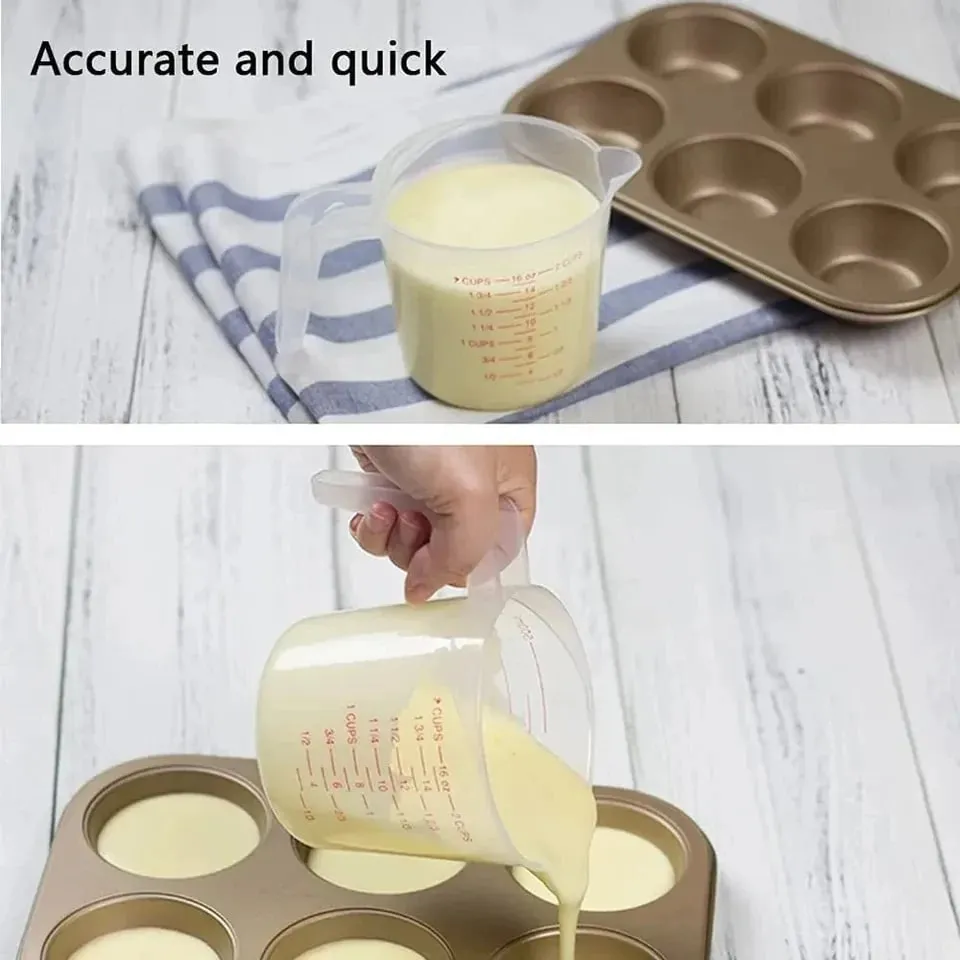 Kusina Food Grade 0.25L 0.5L 1L Plastic Tip Mouth Pot Ibuhos ang Spout Clear Measuring Cup Household Baking Scale Cup Tool sa Kusina
