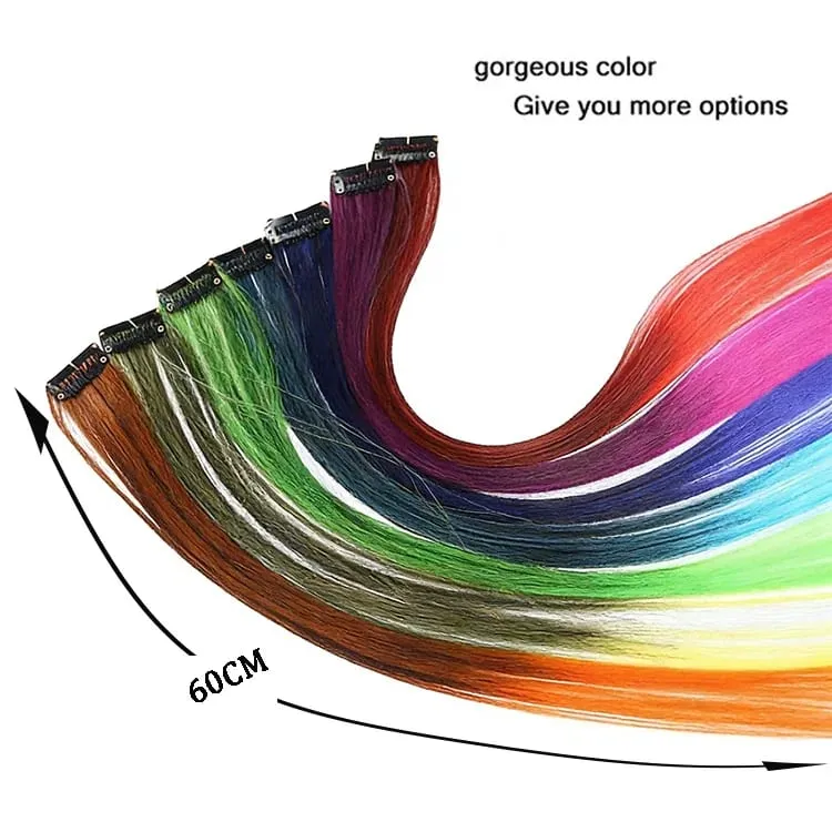 Fashion Color Hair Pieces Hanging Ear Dye Hair Extensions Color Strips One Clip Long Hair Extensions for Woman Daily Use