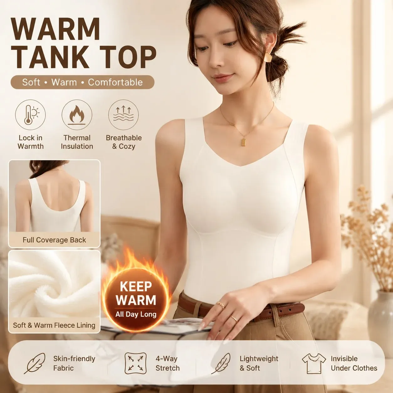 Womens Thermal Vest With Built In Bra Seamless Warm Lined Tank Top For Inner Winter Bottoming Top Friendly Intimate Lingerie New