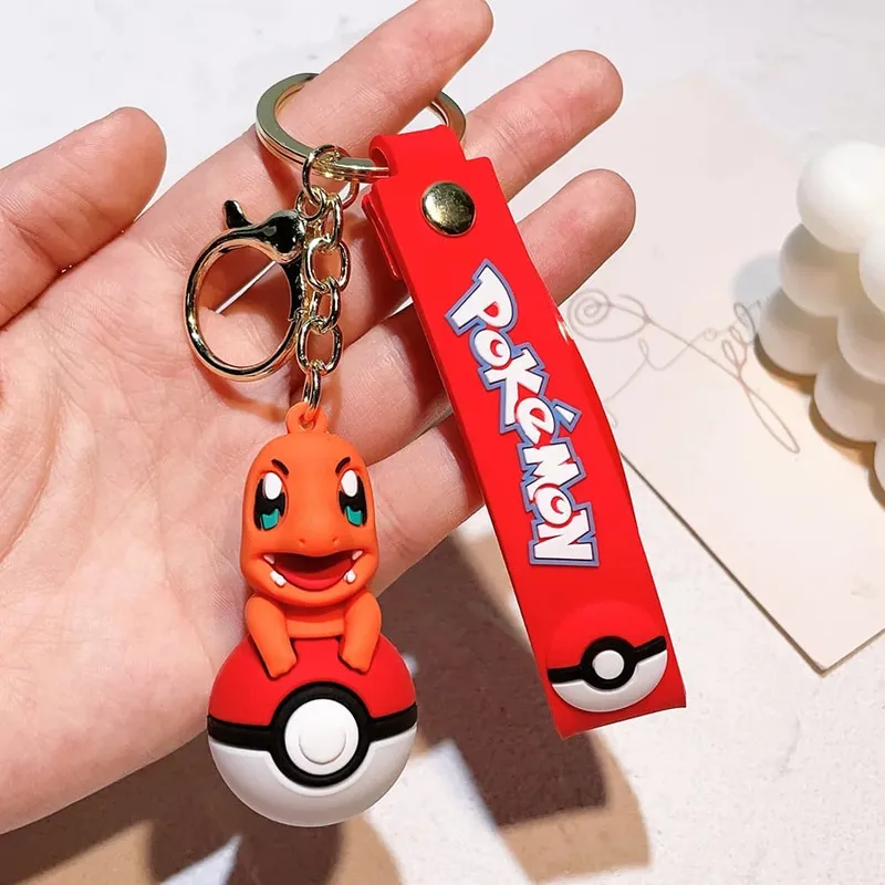 40 Style Wholesale Anime Pokémon Pikachu Eveen Keychain Cartoon Cute Charizard Keyring Student Backpack Car Key Chain Toys Gifts