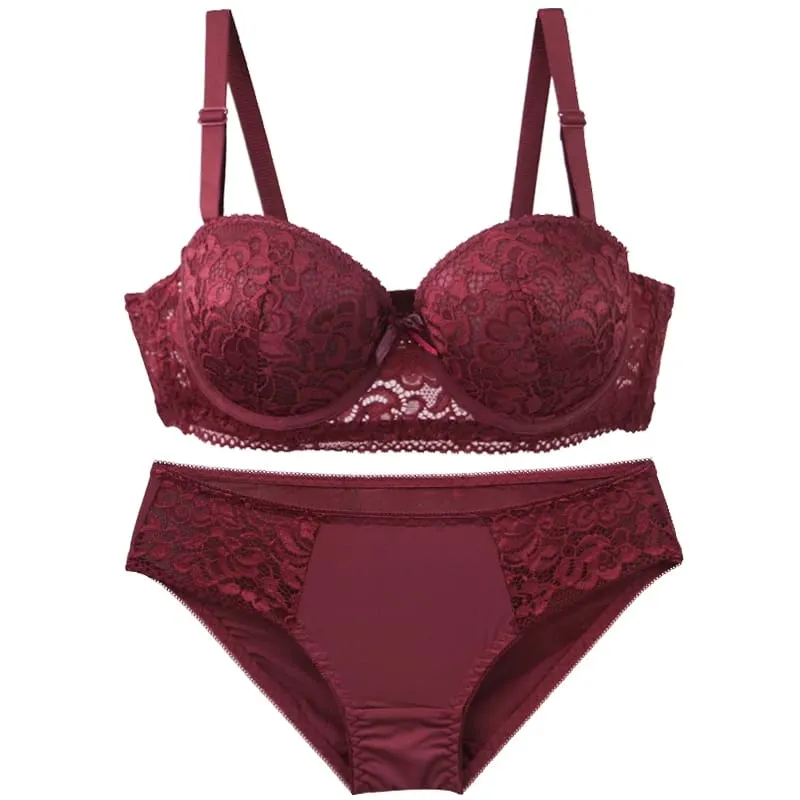 2025 New Floral Knitted Underwire Bra For Women Adjustable Straps Lace BC Cup Underwear Push Up Minimizer Padded Lingerie