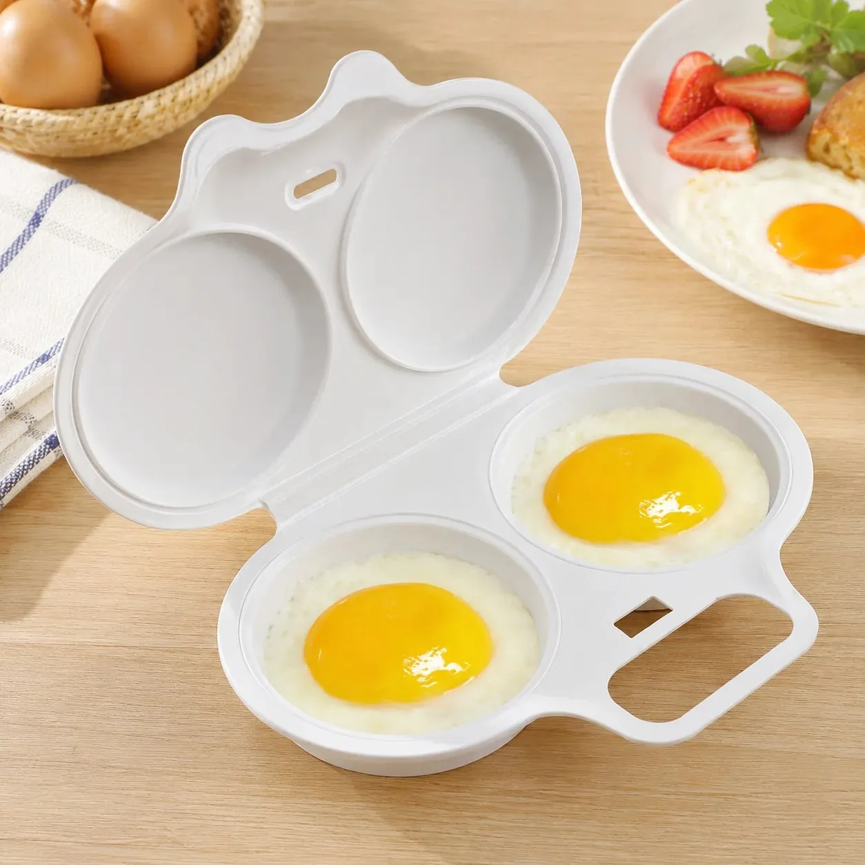 Food Grades Microwave Egg Cooker Kitchen Cooking Mold Easy To Clean Egg Steamer Portable Heat Resistant Steamed Egg Box