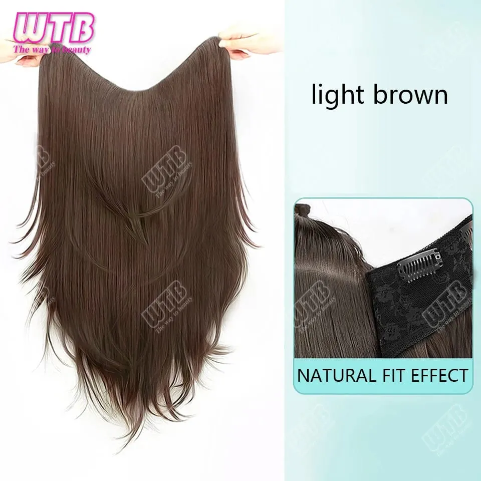 Synthetic Wig female One-piece Straight Wig Layered Extension Hair Wig Korean Fluffy Hair Piece Extension Hair Wig
