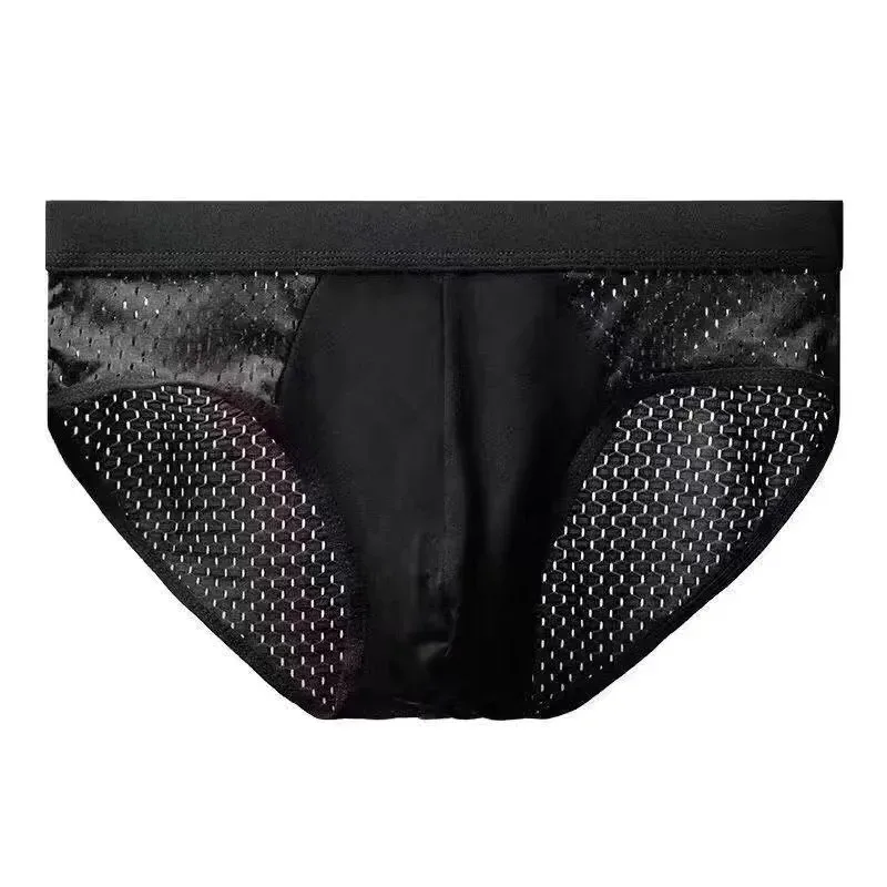 1/4 PCS ผู้ชายชุดชั้นในชายบาง Breathable สามเหลี่ยมกางเกงสำหรับชายผ้าไหมน้ำแข็งกางเกงตาข่ายเซ็กซี่สแควร์มุมกางเกงสำหรับกางเกงขาสั้น