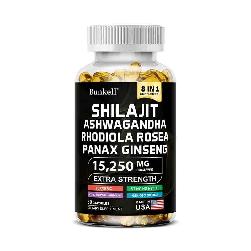 8-IN-1 Shilajit Capsules Himalaya Supplement Supports Energy Endurance Muscle Building Immune Support