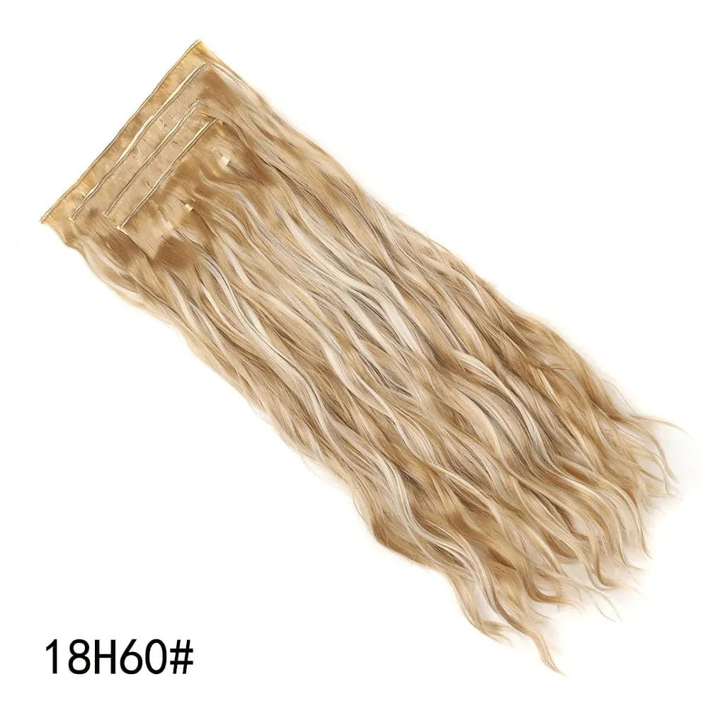 4 Pcs 22 Inch Clip in Hair Extensions Long Synthetic Wavy Curly Hairpieces Layered Soft Invisible Clip Ins Extensions for Women