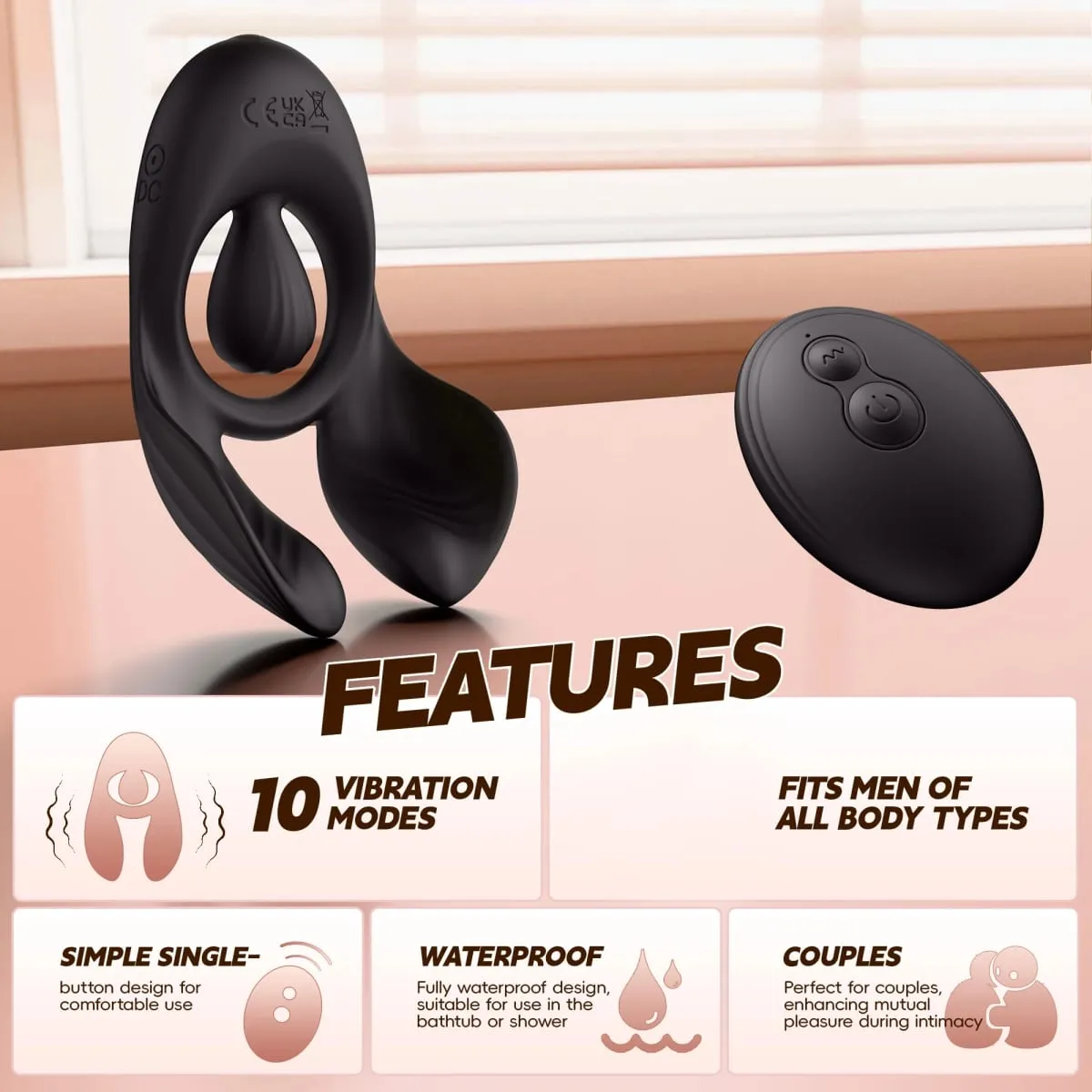 Vibrating Cock Ring for Men Delay Ejaculation Testicle Vibrator Remote Control Penis Ring Clit Stimulator Sex Toy for Men