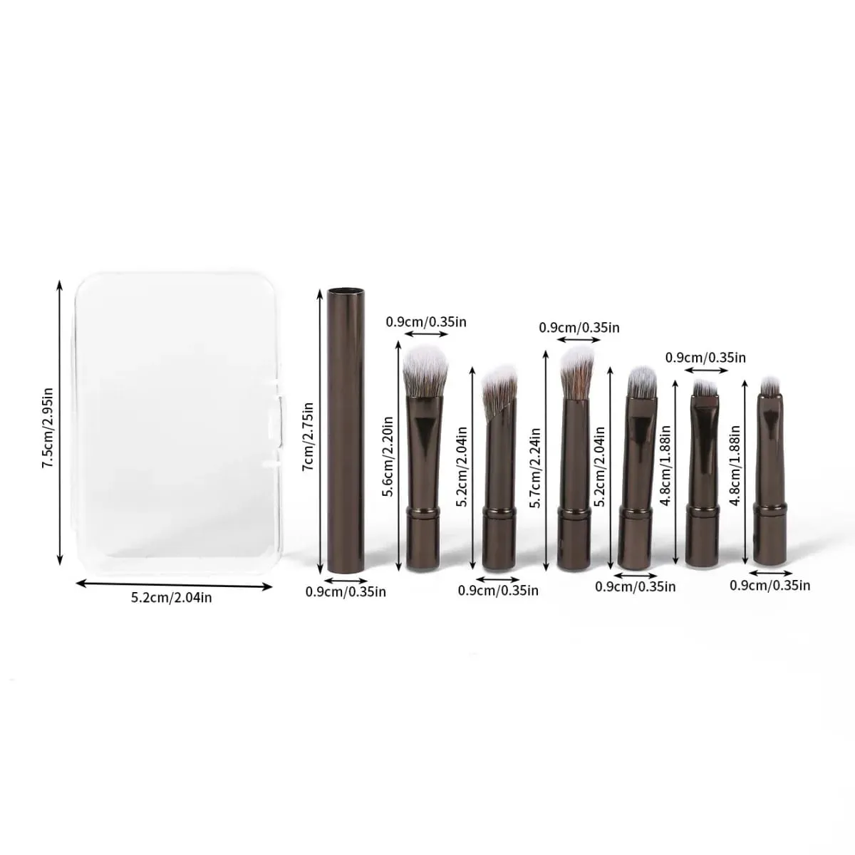 6pcs Portable Makeup Brush Replacement Head Set Nose Shadow Brush with Box for Women Professional Cosmetic Puff Brush Cleaner