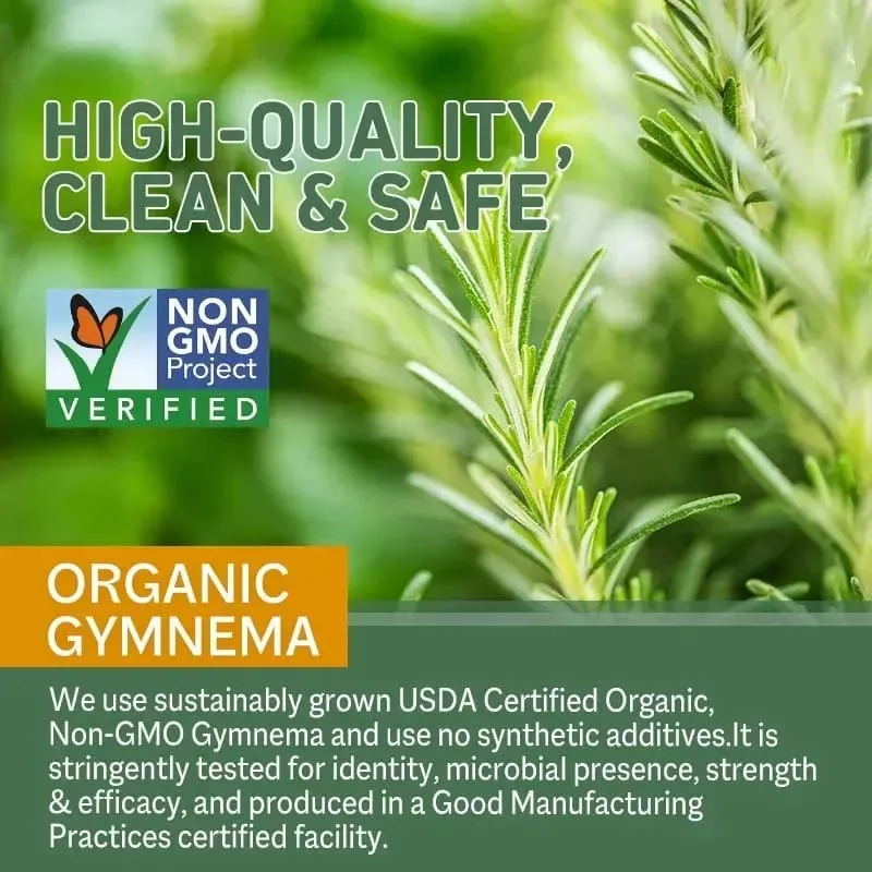 Organic Gymnema - Supports Balanced Glucose Metabolism and Energy Health Enhances Absorption and Provides Nutritional Support