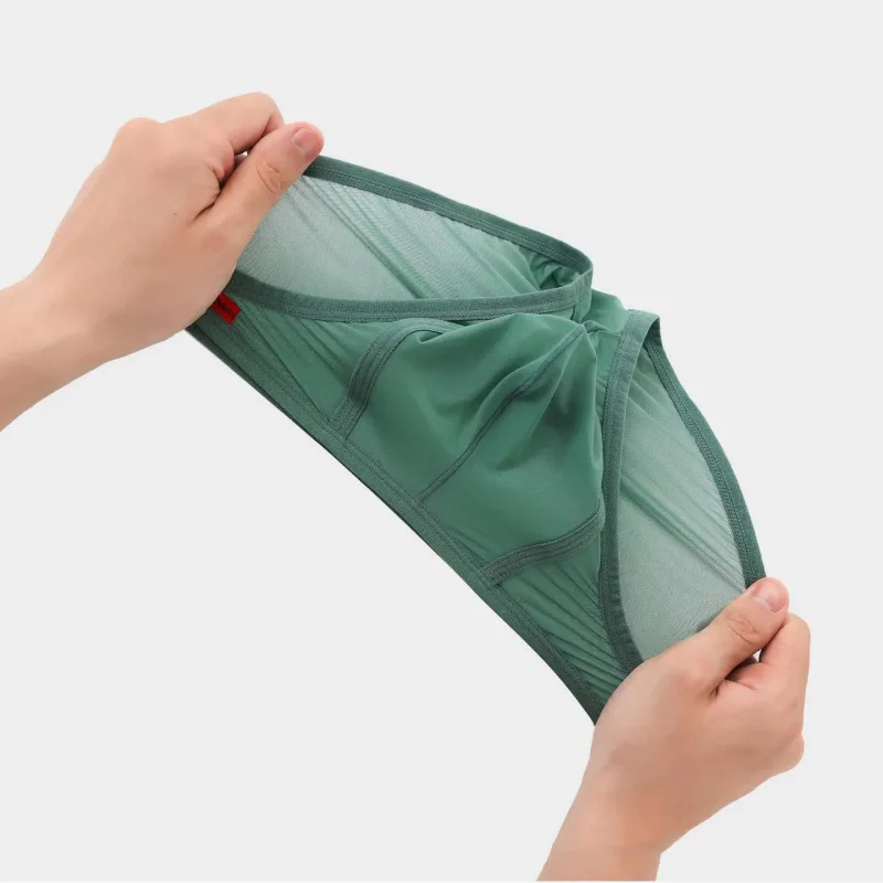 Ultra Thin Men's Underwear Large Pockets Triangular Underpants Transparent Lightweight Briefs