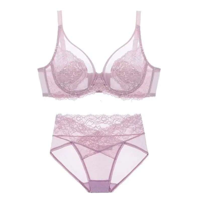 Ultra-Thin Women's Bra Full Cup Gathered Underwear Set for Flattering Bustline and Preventing Sagging No Side Breast Collection